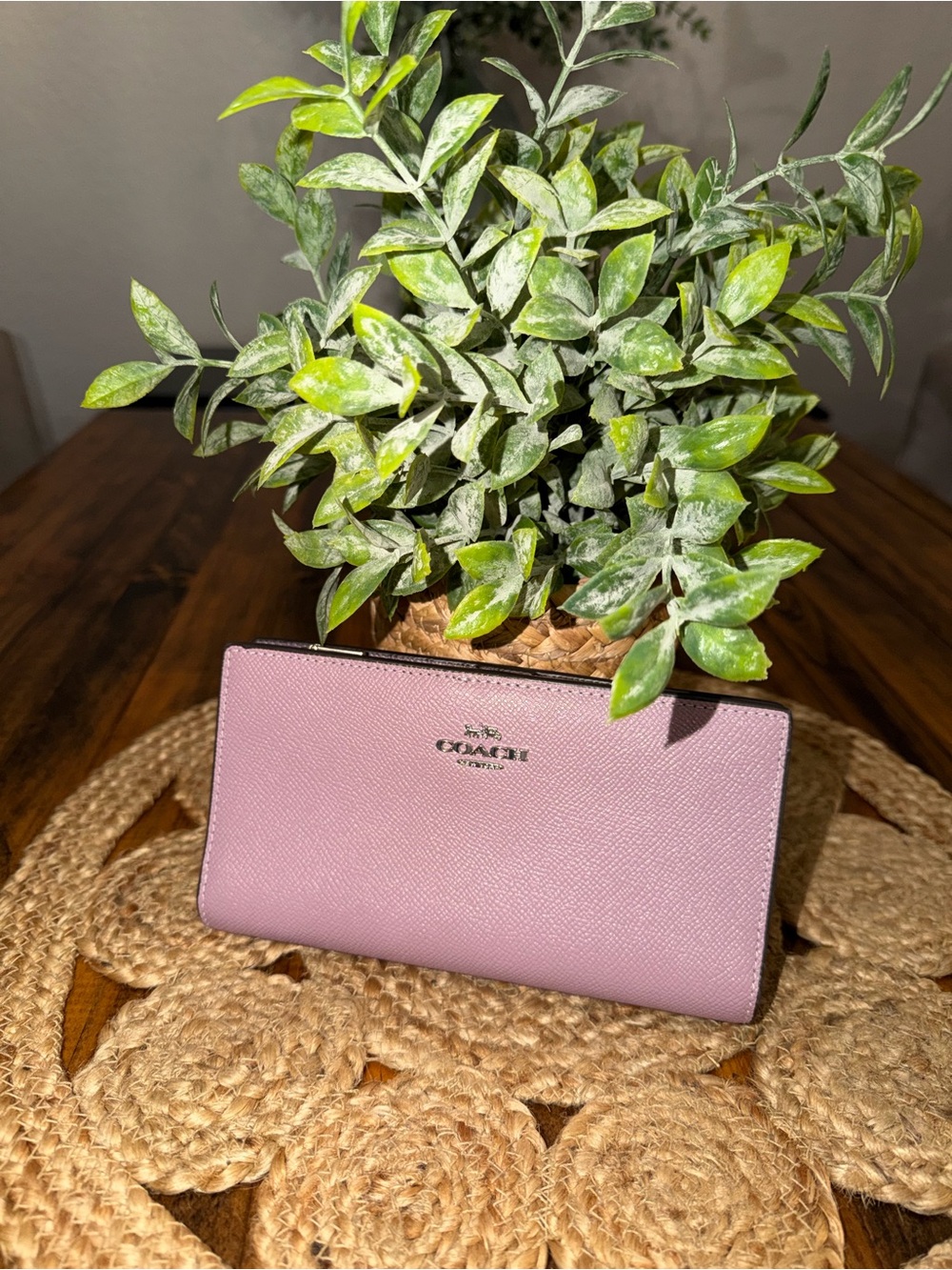 Coach Lavender Leather Continental Wallet